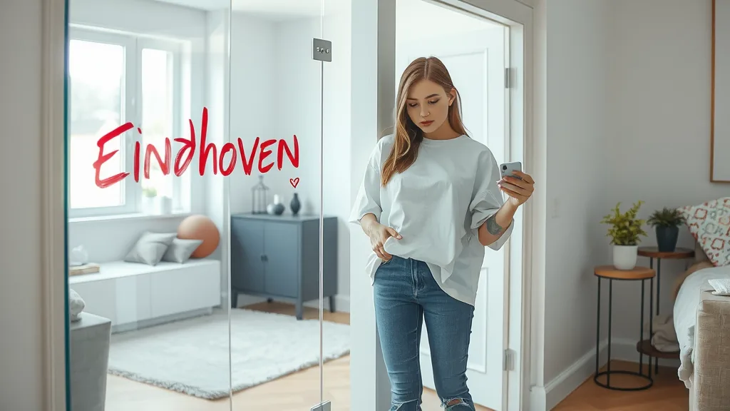 Vrouw met Eindhoven in lippenstift op haar schouder als illustratie bij de vergelijking tussen kinky.nl en Quickie.nu