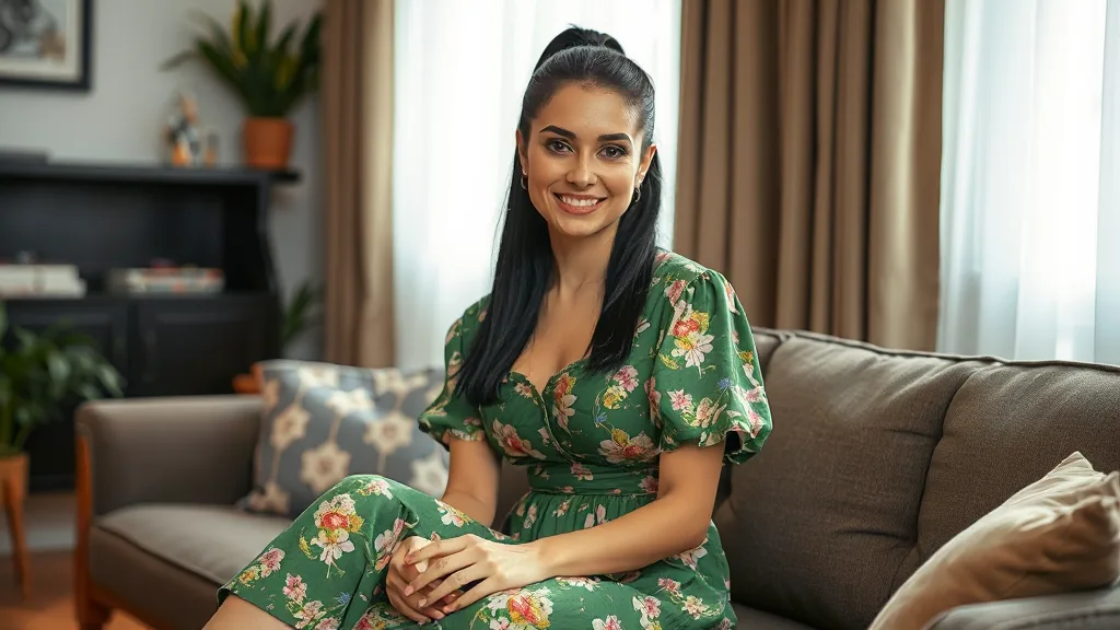 Teodora zittend op een sofa zonder bh voor een exclusieve seksadvertentie date