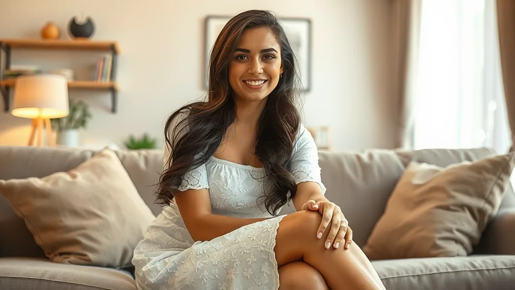 Roxana zittend op een sofa zonder bh voor een exclusieve seksadvertentie date