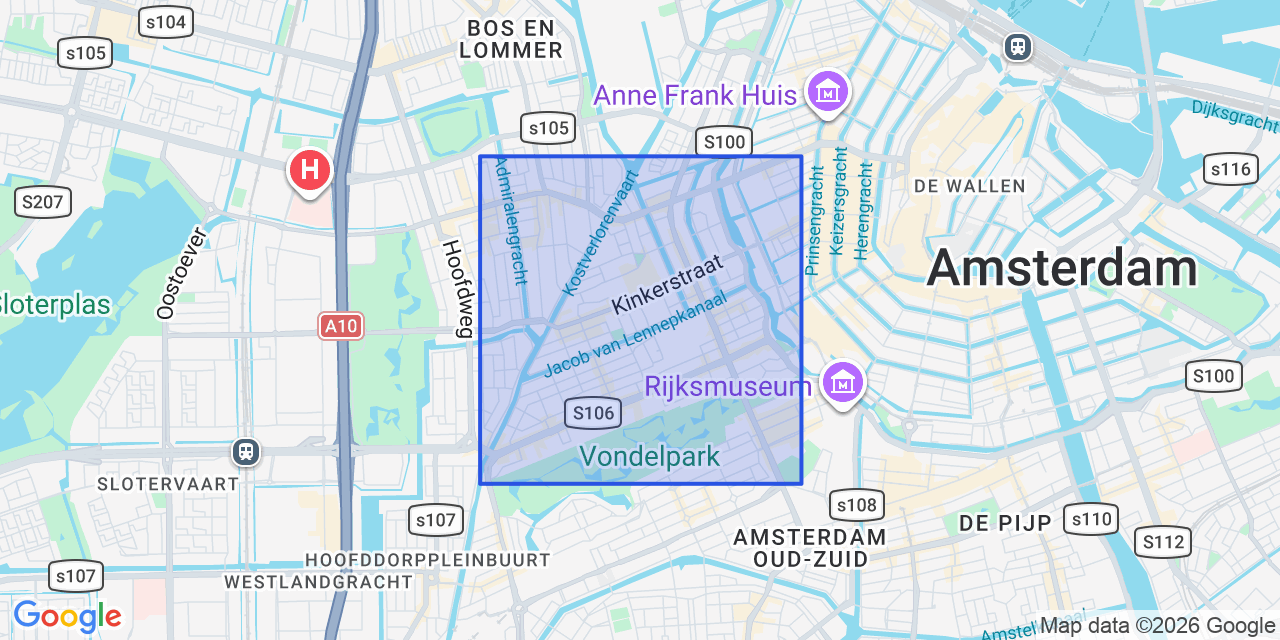 Kaart van Oud-West, Amsterdam