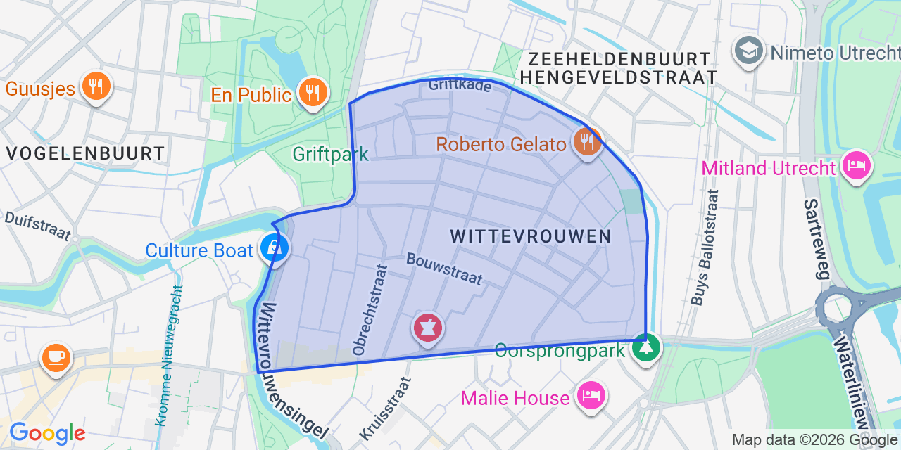 Kaart van Wittevrouwen, Utrecht