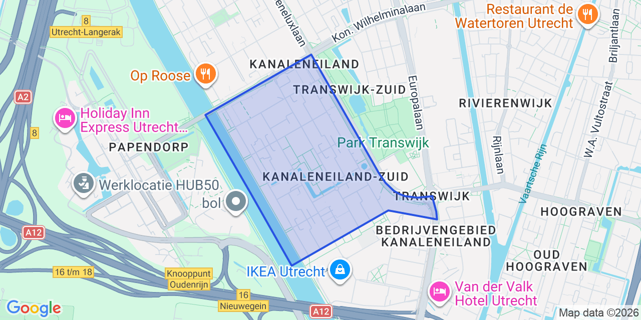 Kaart van Kanaleneiland, Utrecht