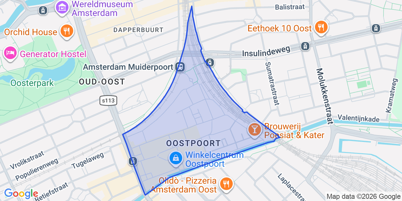 Kaart van Oost, Amsterdam